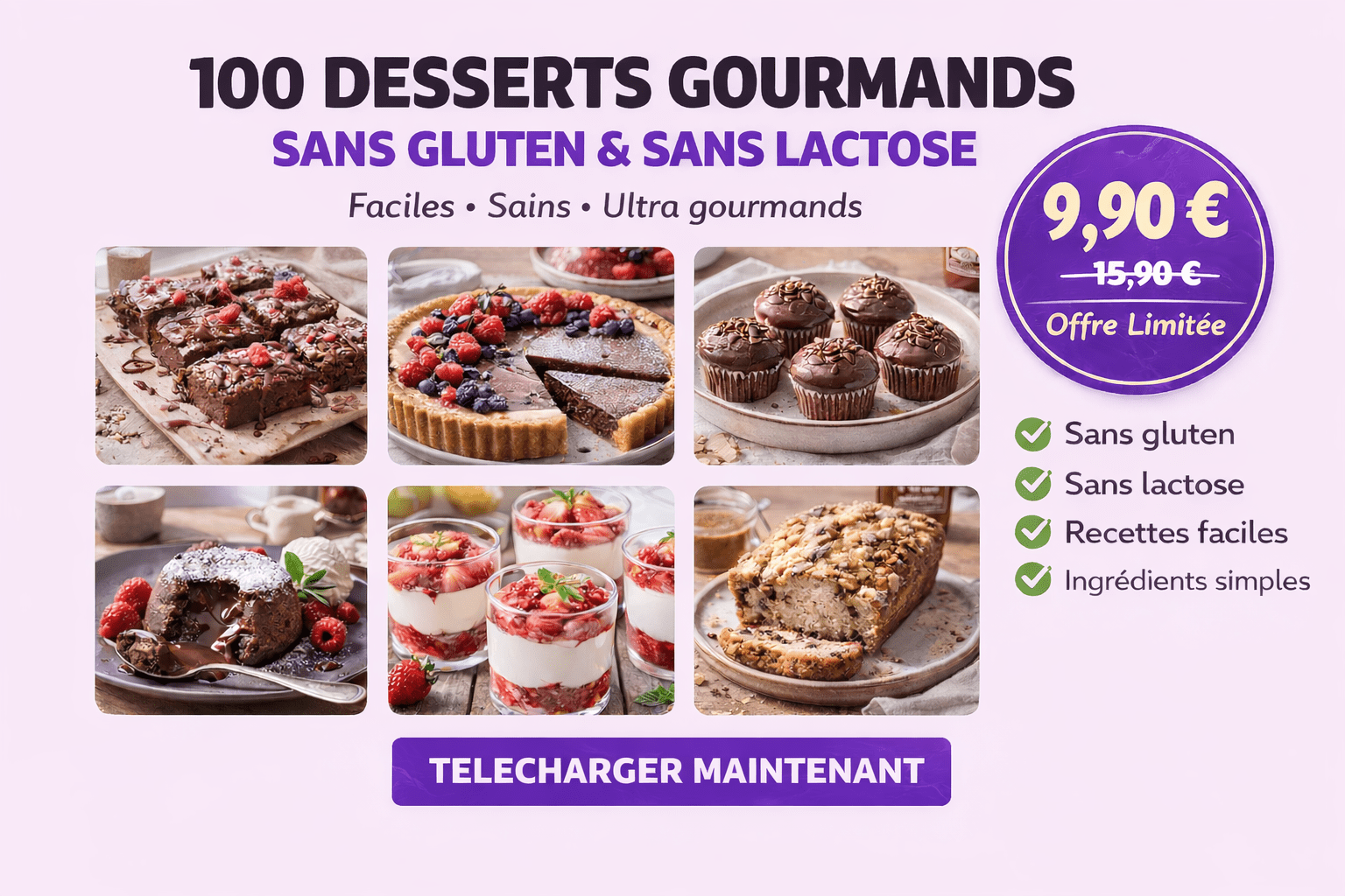 Ebook : 100 desserts sans gluten et sans lactose